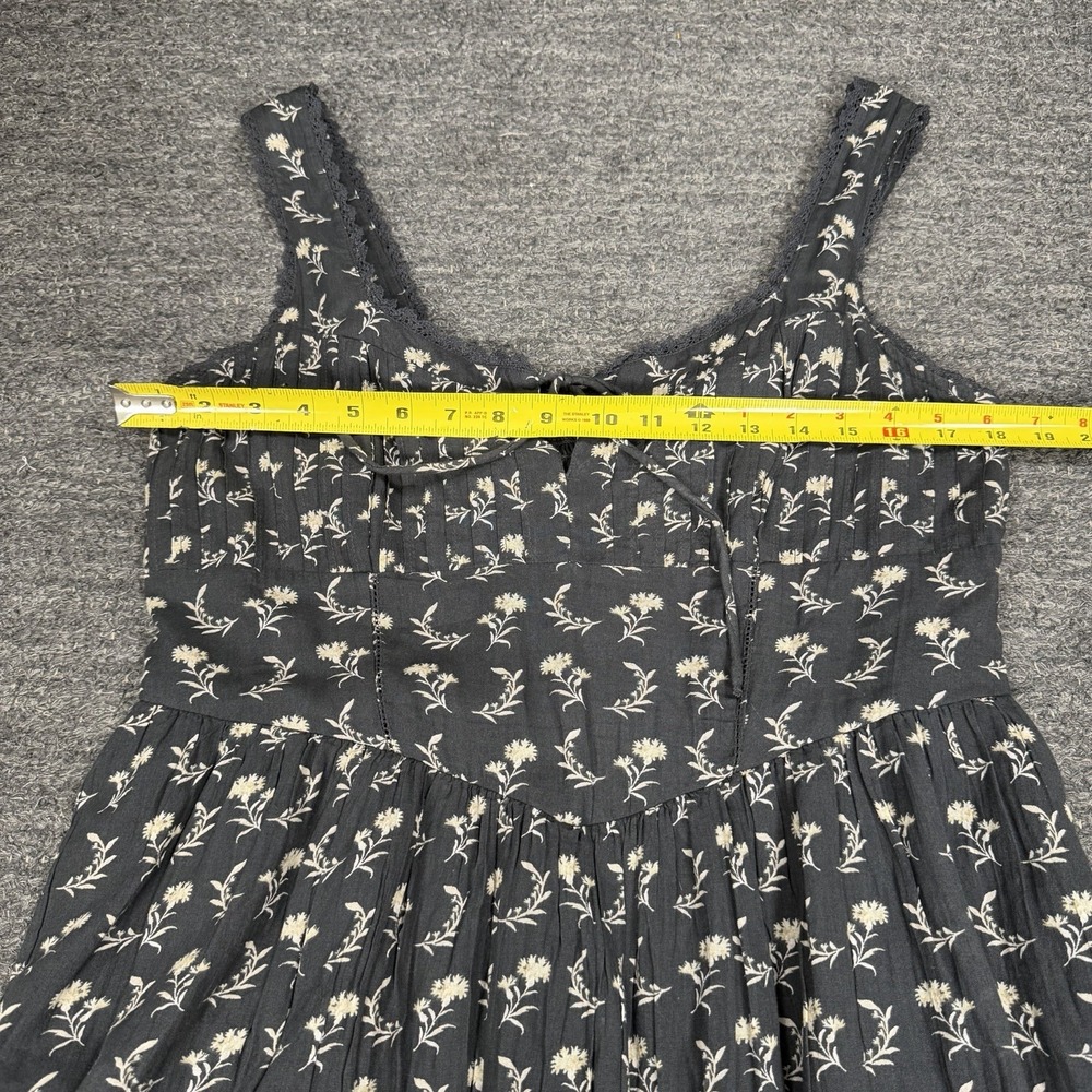 American Eagle Corset Tiered Midi Dress Women Large Gray Floral Milkmaid Cottage - Picture 5 of 13
